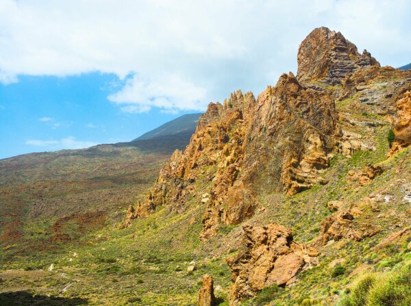 huge volcanic rocks in the teide national park on tenerife
